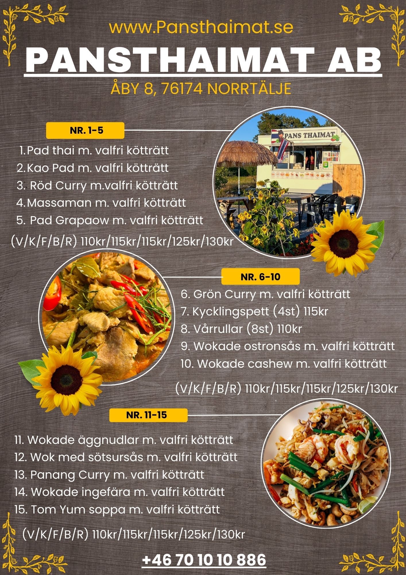 Yellow and black restaurant food menu